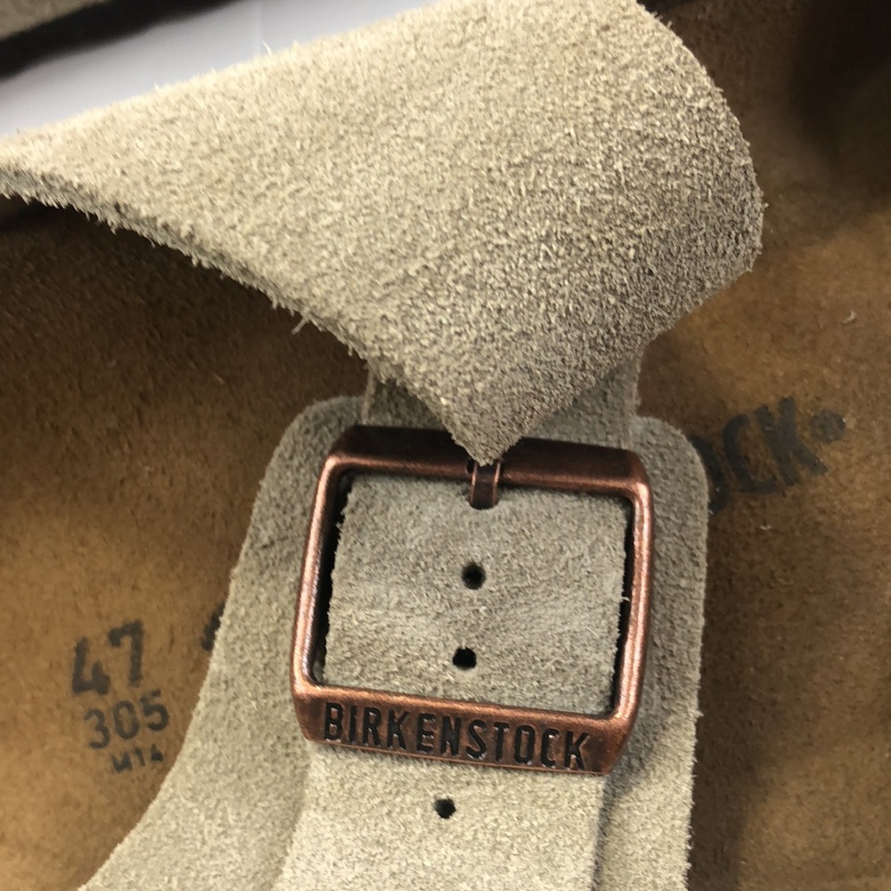 Birkenstock Suede Two-Strap Slide Sandals in Olive Green - Picture 13 of 13
